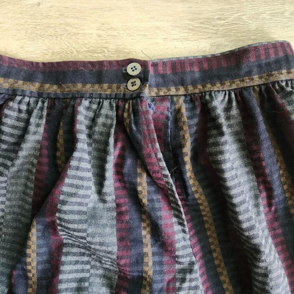 Vintage Evan Picone Pleated Midi Skirt Wool Blend Striped Women’s 10 - Picture 4 of 8